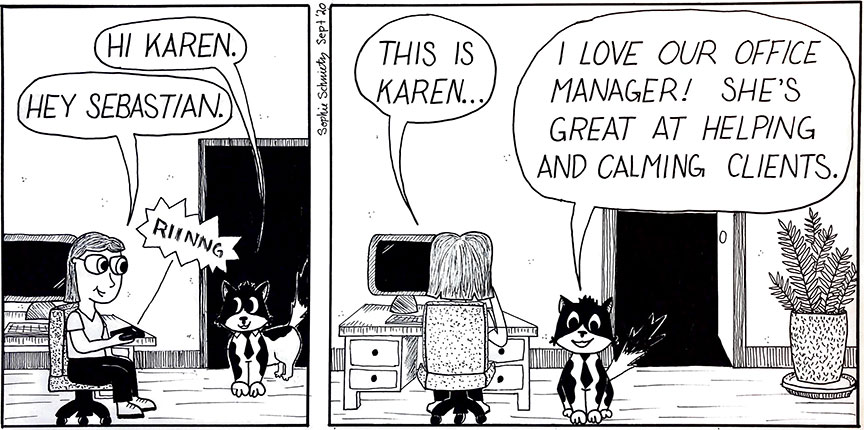 Seb and Karen Office Manager Cartoon